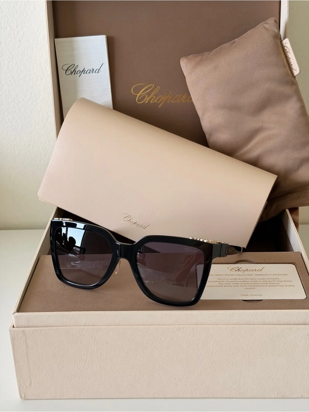 NEW Chopard Limited Edition SCH330S 0700 Sunglasses Gold Crystal Authentic